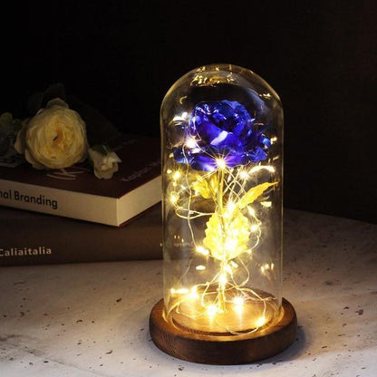 Enchanted Forever Rose Flower in Glass LED Light Christmas Decoration