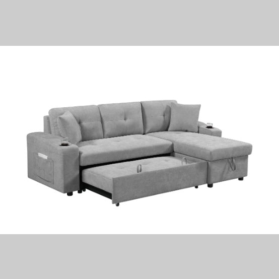 Convertible Sectional Sofa With Armrest Storage