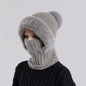 Knitted Hat Scarf Mask One-piece Hat Women's Winter