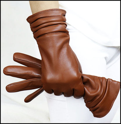 High-end Women's Sheepskin Gloves Leather Extended