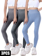 3 Pack Yoga Leggings Ribbed Seamless Workout High Waist  Over Athletic Exercise Leggings