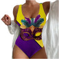 Women's Seaside Beach Swimsuit 3D Contrast Color One-piece Swimsuit