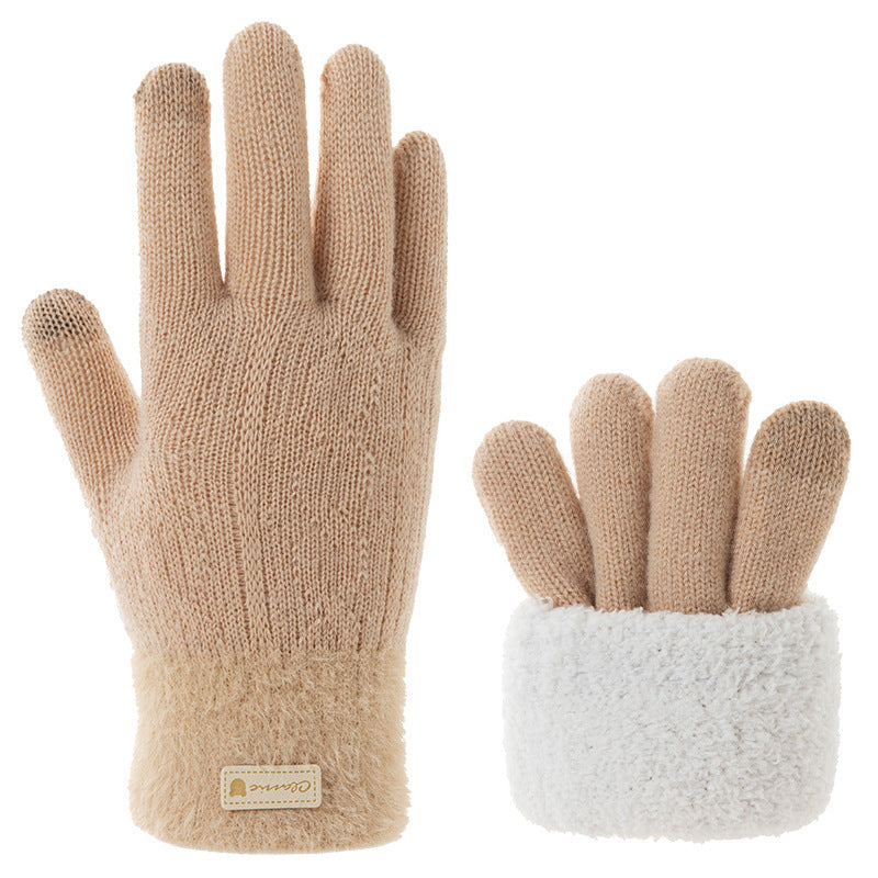 Student Riding Thickened Warm Double-layer Touch Screen Gloves