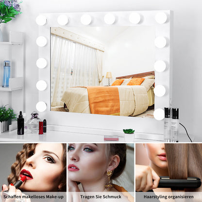 Makeup Mirror With Lamp White -14 Lamp 80x67cm