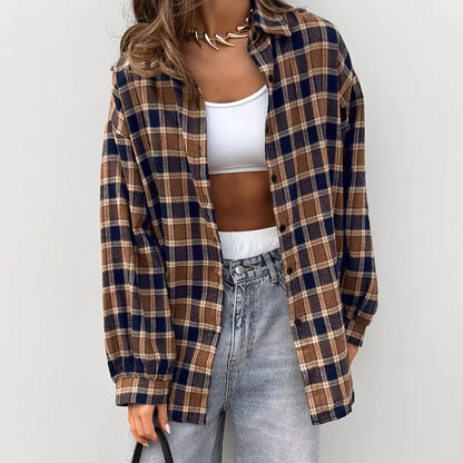 Fashion Plaid Shirt Loose Plaid