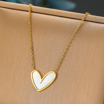 Stainless Steel Fritillary Crooked Peach Heart Necklace Women's Fashion