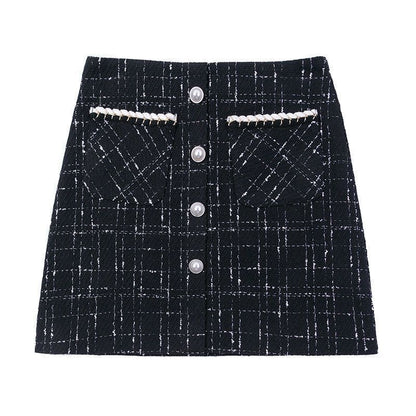 Women's High Waist Slimming Plaid Skirt