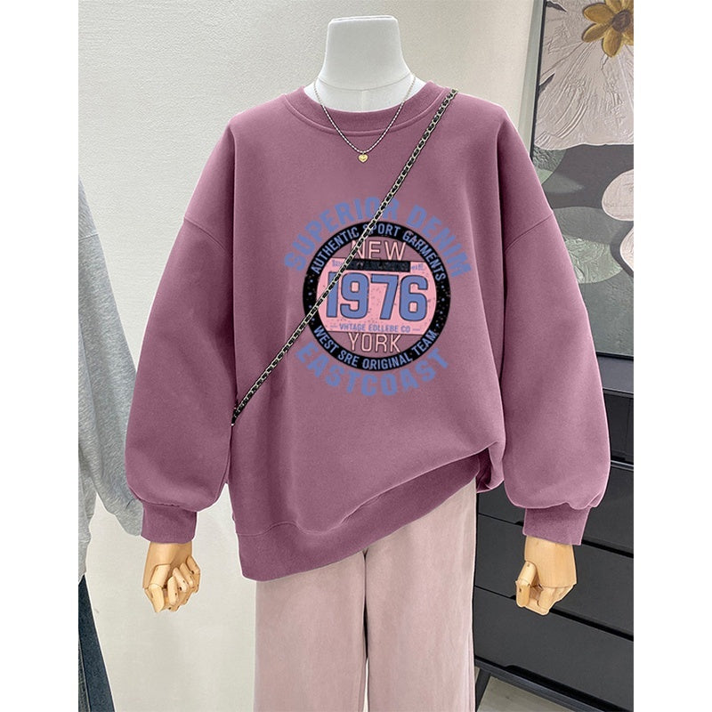 Lockerer Retro-Hoodie mit Rundhalsausschnitt für Damen