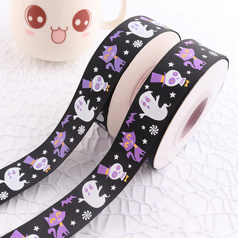 Creative Printed Casual Halloween Ribbed Ribbon