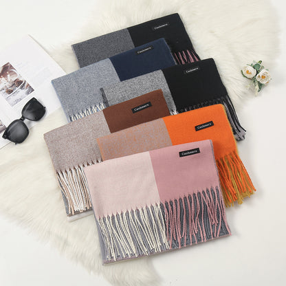 Autumn And Winter New Contrast Color Warm Cashmere-like Fashion Scarf