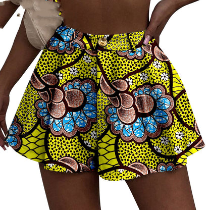 African Duplex Printing Batik Shorts