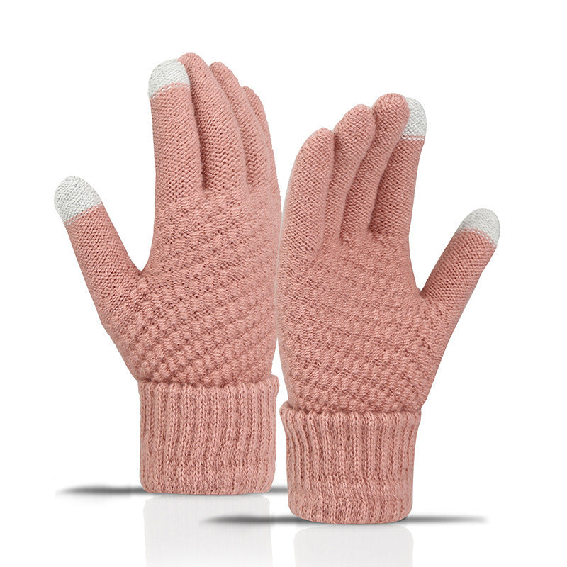 Fleece-lined Wind-proof And Cold Protection Cycling Knitted Warm Gloves