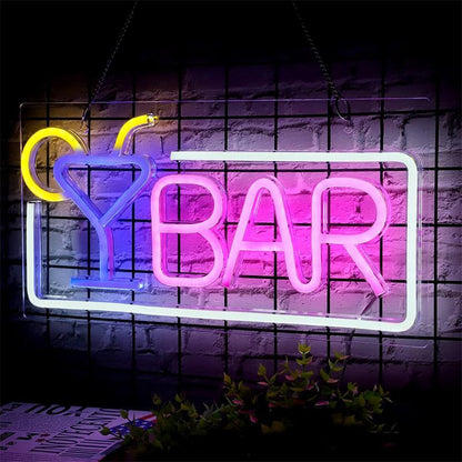 Brightly Colored Neon Advertising Lights For Bar Parties