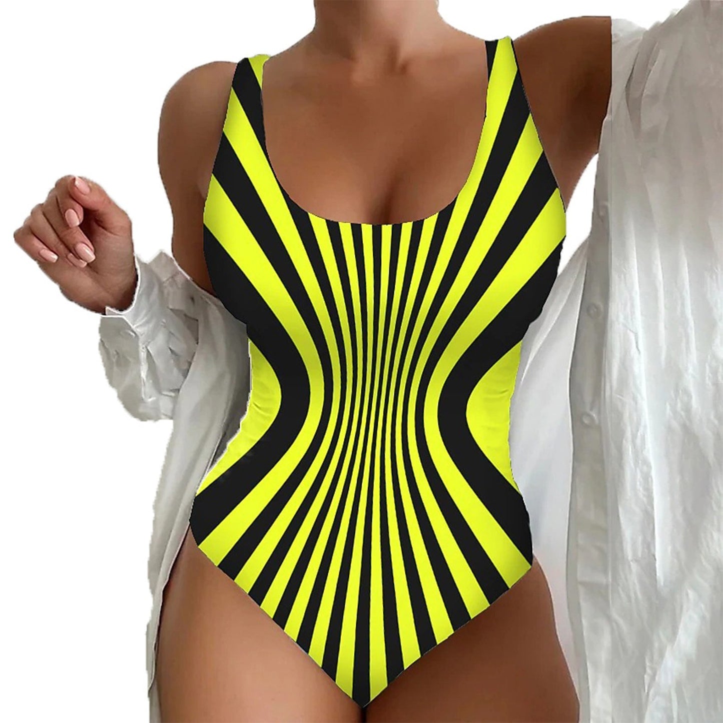 Women's Seaside Beach Swimsuit 3D Contrast Color One-piece Swimsuit