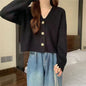 Women's V-neck Pure Color All-match Sweater Coat