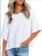 Women's Clothing Solid Color Crew Neck Loose Basic T-shirt