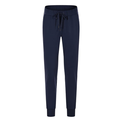 Simple Straight Sports And Leisure Elastic Ankle-tied Cropped Pants