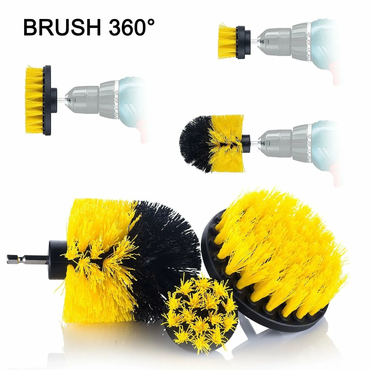 Drill Brush Attachment Scrubber Brushes Set Kit With Adapter For Car Shower Tile