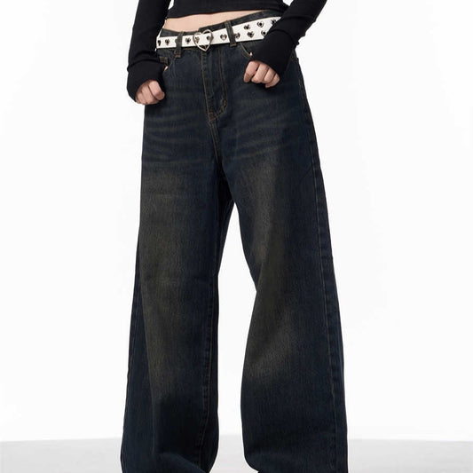 Women's American-style Retro Second-hand Black Color Jeans