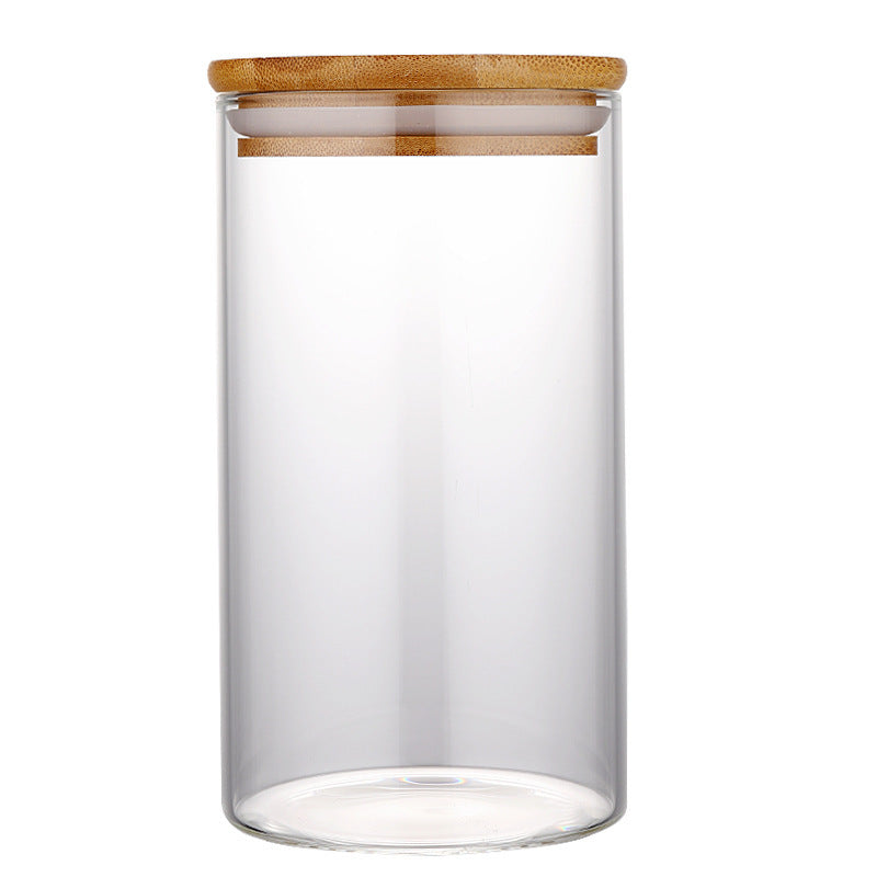 Kitchen Jar For Food Storage Round High Borosilicate Food Glass Jars with Bamboo Lid