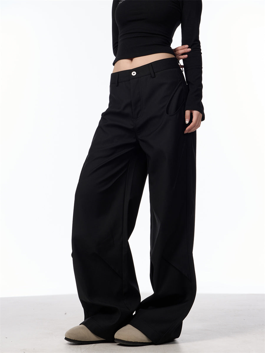 Retro American Design Pleated Niche Casual Matchet Pants Women