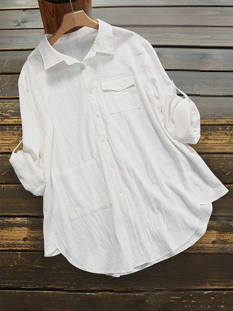 Women's Loose Long Sleeve Button Shirt