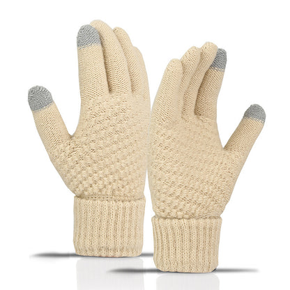 Fleece-lined Wind-proof And Cold Protection Cycling Knitted Warm Gloves