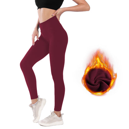 Damen-Leggings mit hoher Taille, die den Bauch zusammenzieht, warm, für Yoga und Sport