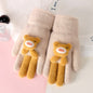 Five Finger Gloves Simple All-match Cartoon Cute Thickening Windproof