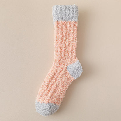 Coral Fleece Socks Women's Thickened Thermal Middle Tube