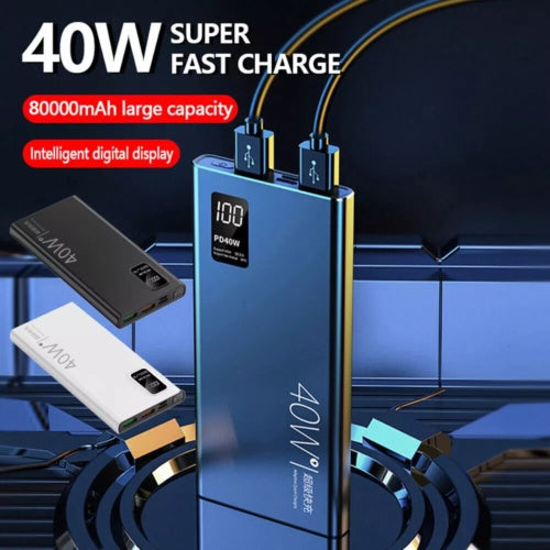 80000mAh Portable Power Bank USB LCD External Battery Charger For Cell Phone 40W