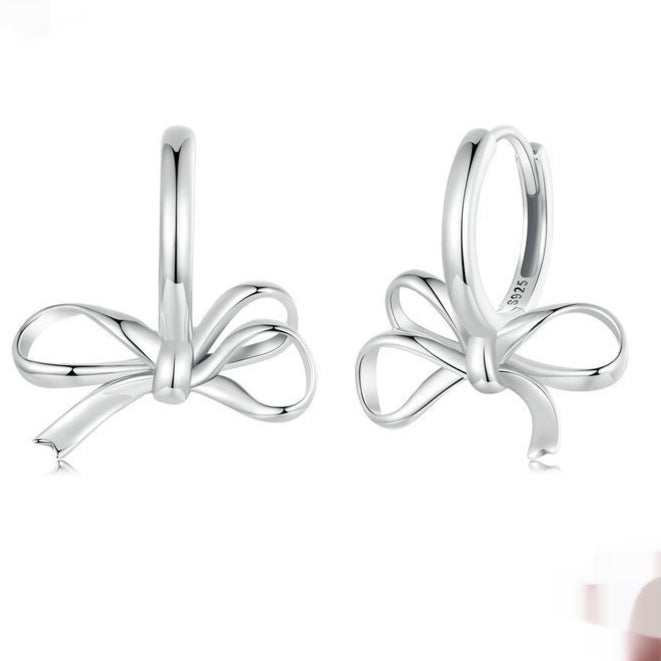 Simple All-match Bow Ear Clip S925 Sterling Silver