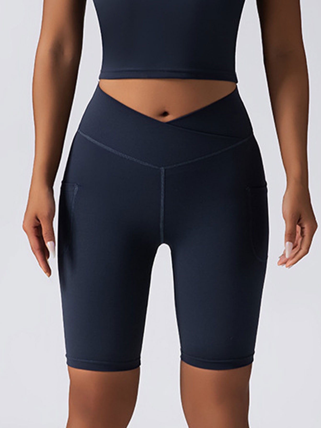 2 Pack High Waist Biker Shorts For Women-Workout Yoga Shorts Running Summer Soft Pants With Pockets