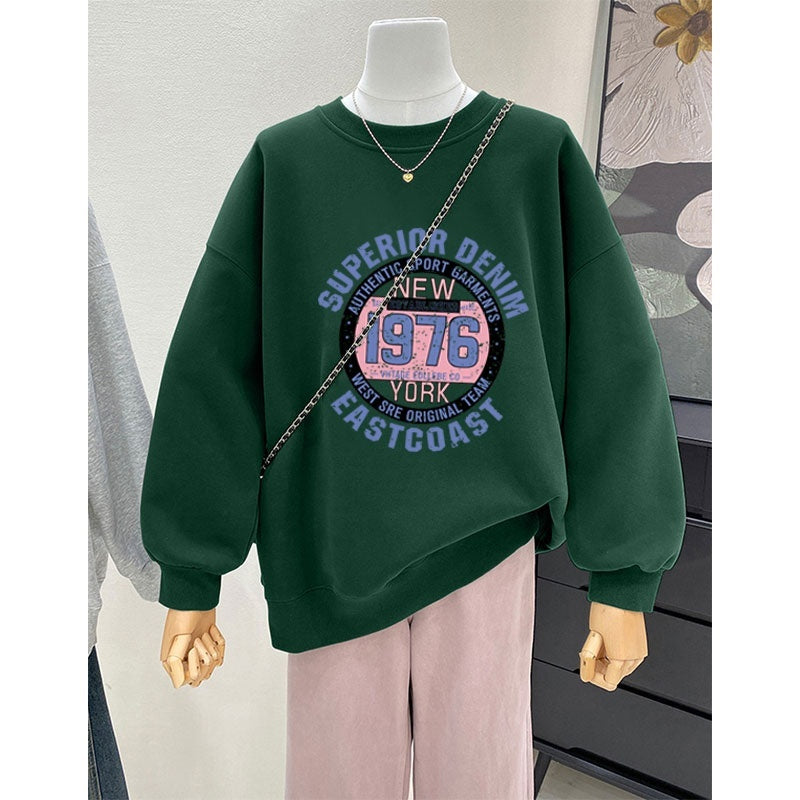 Lockerer Retro-Hoodie mit Rundhalsausschnitt für Damen