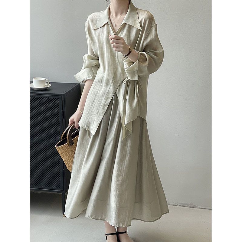 Guofeng Long Sleeve Thin Shirt Skirt Suit