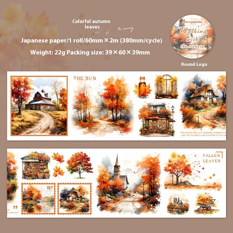 Beautiful Day Tape And Landscape Peer Series Four Seasons Hand Account DIY Decorative Loop Stickers 6 Models