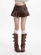 PU Leather Skirt Women's High Waist A- Line Skirt