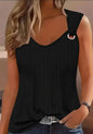 Eyelet Solid Tank Top, Casual Sleeveless Tank Top For Summer, Women's Clothing