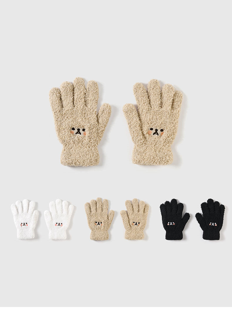 Cute Bear Plush Gloves Female Winter Cycling