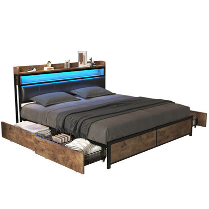 PU Wood With Slatted Frame And Headboard