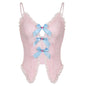 Sweet And Spicy Pure Suspenders Lace Ruffled V-neck