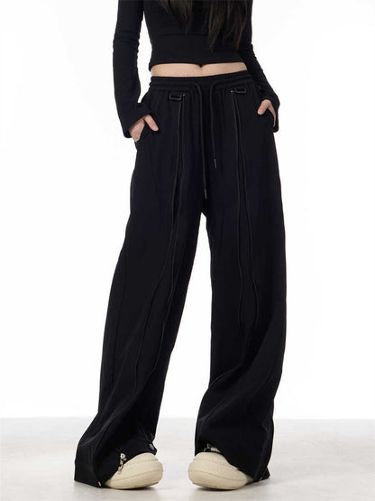 Patchwork Design Casual Pants Women's Loose Wide-leg Pants