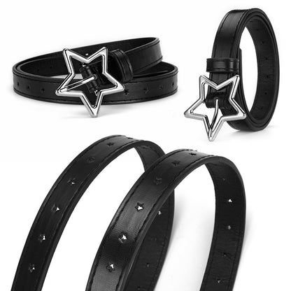 Children's Five-pointed Star Alloy Buckle Women's Belt Full Hole Dress Jeans Belt Female