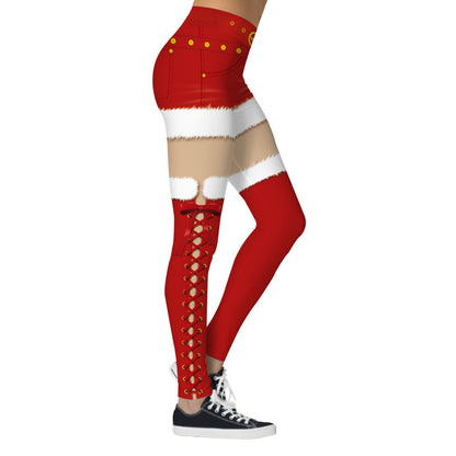 Christmas Printed Sports Hip Raise High Waist Leggings