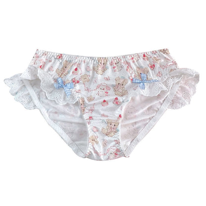 Lace Bow Bear Dessert Printed Shorts