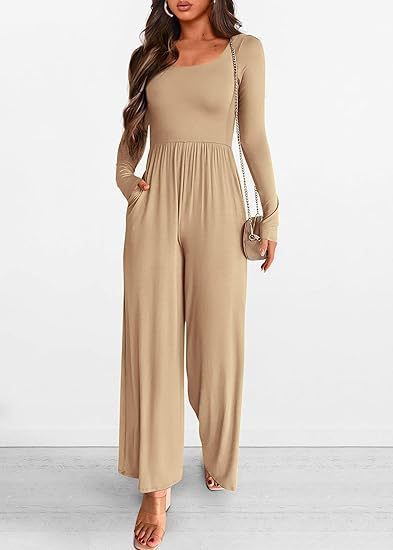 Autumn And Winter Draping Solid Color Sports Long Sleeve Jumpsuit Wide-leg Pants