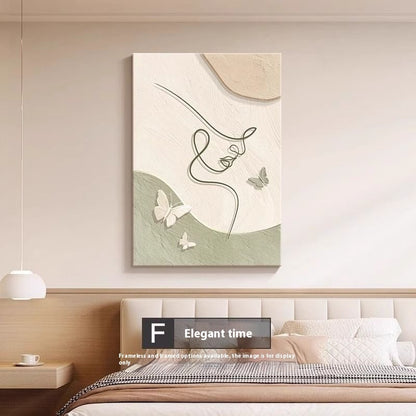 Decorative Painting Cream Style Abstract Line Character Mural