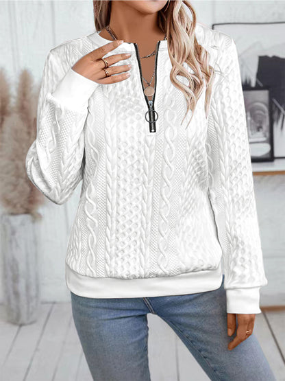 Casual Neckline Long-sleeve Zipper Sweaters Women's Clothing