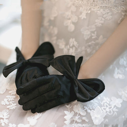 Bridal Gloves Pearl Lace Bow