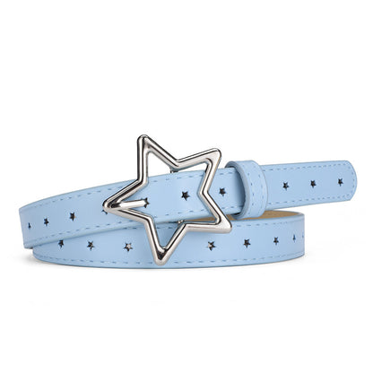 Children's Five-pointed Star Alloy Buckle Women's Belt Full Hole Dress Jeans Belt Female